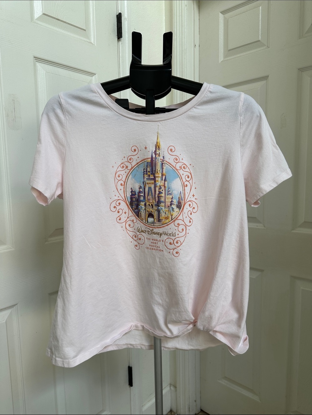 Walt Disney World 50th Anniversary Collection Pink Castle Graphic Tee in Size L